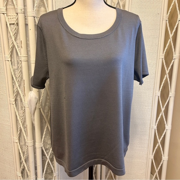 Jones New York Sweater Grey Silk Blend Pullover Short Sleeves Soft Plus size 2X - Picture 2 of 14
